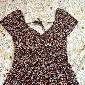 American Eagle Tie Back Mini Dress Dark Floral